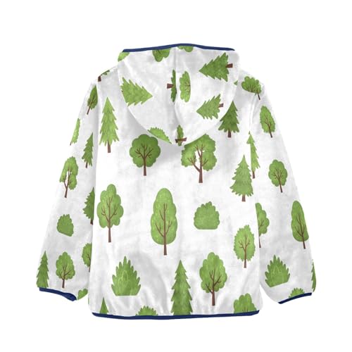Tree Forest Pattern Print Design Toddler Fleece Jacket Girl Boys Hooded Fleece Jacket Coat Warm Outwear Zip-up 3-10T2