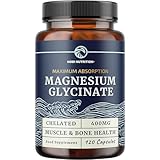 Magnesium Glycinate 400mg | High Absorption Formula for Sleep, Calm, Muscle Relaxation, Heart, Bone & Nerve Support for Women & Men | Chelated Magnesium Glycinate Supplement | 120 Ct (2 Month Supply)