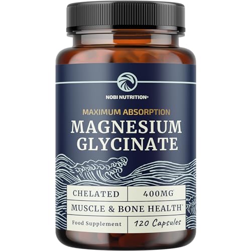 Magnesium Glycinate 400mg | High Absorption Formula for Sleep, Calm, Muscle Relaxation, Heart, Bone & Nerve Support for Women & Men | Chelated Magnesium Glycinate Supplement | 120 Ct (2 Month Supply)