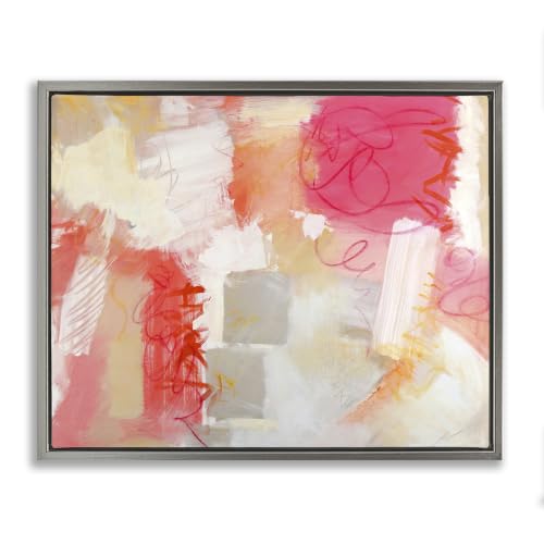 Vivid Pink Geometric Scribble Doodle, 16 x 20 Inch Canvas in Floater Frame