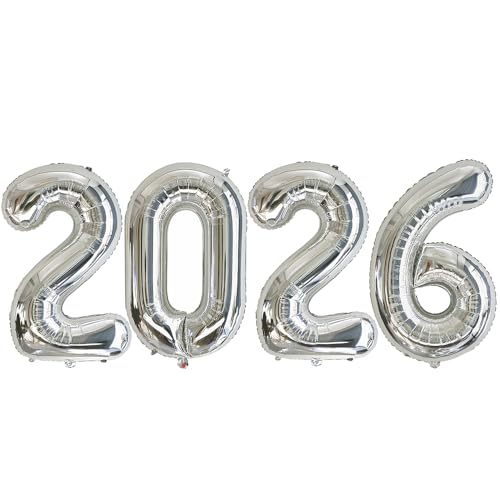 Ponmoo Palloncino in alluminio 2026 da 101 cm, gonfiato con elio o aria, palloncini giganti 2026 per decorazione festa di Capodanno