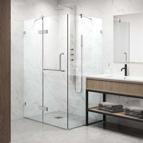 VIGO Monteray 30 in. L x 38 in. W x 73 in. H Frameless Hinged Rectangle Shower Enclosure in Chrome with 3/8 in. Clear Glass-VG6011CHCL40