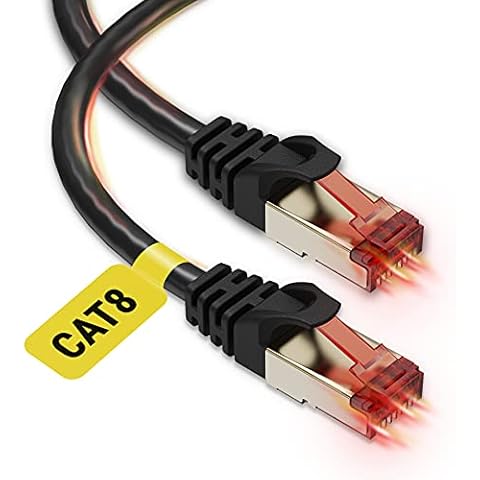 Ultra Clarity Cables Cat 8 Ethernet Cable 6 FT [2 Pack], High Speed 40 Gbps 2000Mhz Internet LAN Cable with Gold Plated RJ45 Connector, Weatherproof Ethernet Cord for Router, PC, PS5, Xbox - Black Cover