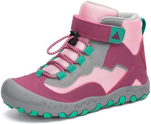 Mishansha Kinder Wanderschuhe rutschfest Trekkingschuhe Gr.24-28 | Jungen Mädchen ,Leichte,Atmungsaktiv,übergangsschuhe,Kinderschuhe,Outdoorschuhe Klettverschluss