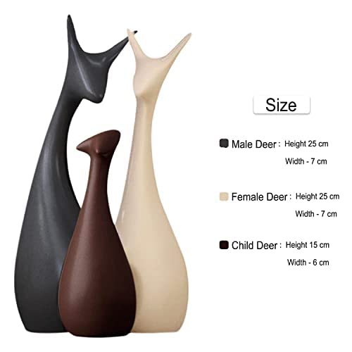 Image of Deer Family of 3 Ceramic Decoration Crafts, Suitable for The Decoration of The Living Room, Study, TV Cabinet, Wine Cabinet