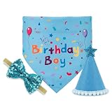 1 Set Hunde Geburtstag Deko, Mütze Hund Geburtstag Bandana, Hunde Halstuch & Partyhut, Hundemütze, Hundegeburtstag Deko Geburtstagsmütze Schal-Set, Krawatte Geburtstagshut Zubehör(Blau)