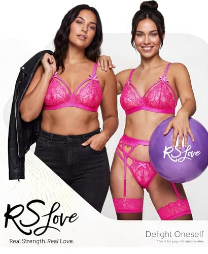 Image of RSLOVE Women Lingerie Set with Garter Belt | Heart Cutout Lace Design, Adjustable Fit, Soft Stretch Fabric, 3 Piece Romantic Lingerie Set