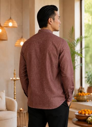 Image of Majestic Man Men's Cotton Blend Textured Regular Fit Full Sleeve Short Kurta