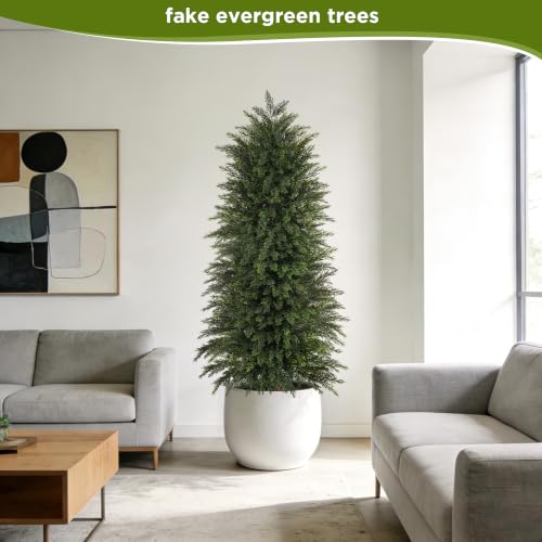 Image of 6 ft Artificial Topiary Cedar Trees Set of 2 for Outdoor
