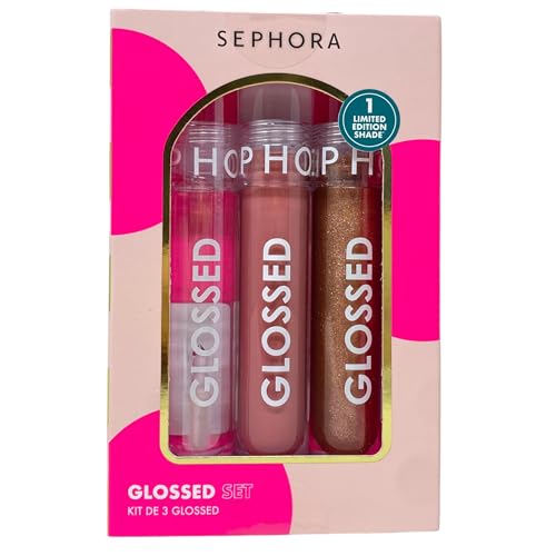 SEPHORA Collection Glossed Lip Gloss Trio Gift Set - 3 x 5 mL Glossed Lip Gloss in 01 Boss, 100 Busy...