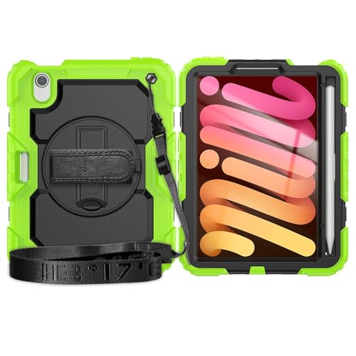 Coque iPad mini 7 antichoc verte pour éviter les casses d'écran avec béquille