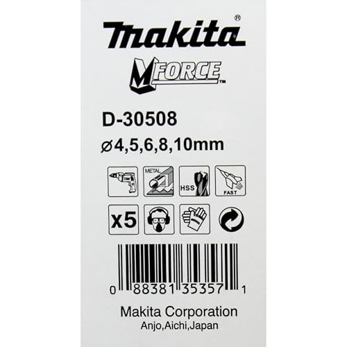 Jeu De Forets Makita D-30508 – 5 Pièces, HSS, Compatibles Perceuses - vue 6