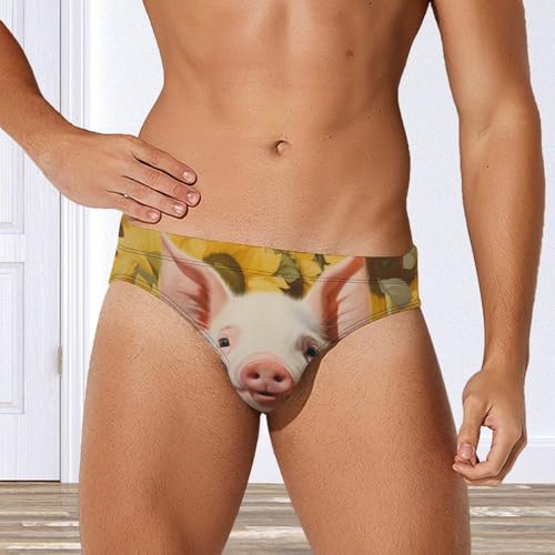 Pig in Sunflowers Men's Swim Brief Sexy Bikini Swimwear Swimsuit Board Surf Shorts Trunks4