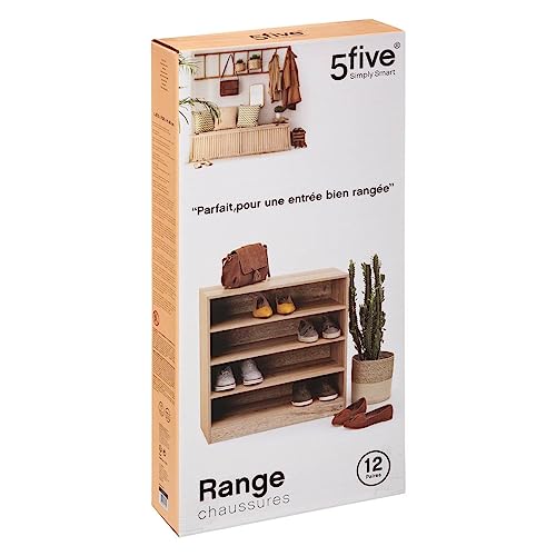 Range-chaussures 4 cases bois naturel 5Five meuble de rangement casier - 4