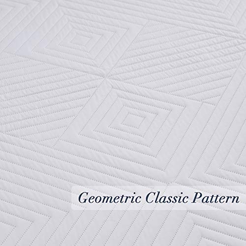 Sunstyle Home King Size Quilt White 3 Pieces - Lightweight Summer Quilt Set King - Down-Alternative Quilt - Soft Bedspread Coverlet Bedding Set For All Season(1 Quilt, 2 Pillow Shams) #TOP4