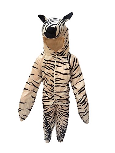 Kaku Fancy Dresses Fleece Zebra Wild Animal Costume For Kids - Black & White, 5-6 Years | Animal Fancy Dress For Boys & Girls