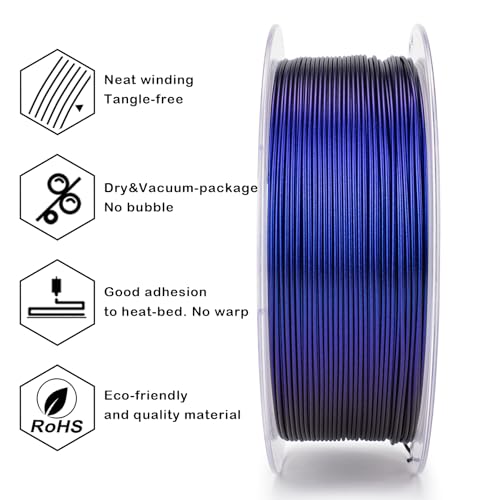 Image of ZIRO Glitter PLA Filament 1.75mm, 3D Printer Filament Shiny Sparkle PLA, Chameleon Series 1KG /2.2lbs Spool, Super Twinkle Effect Material, Fit Most FDM 3D Printers, Iris Blue Luster