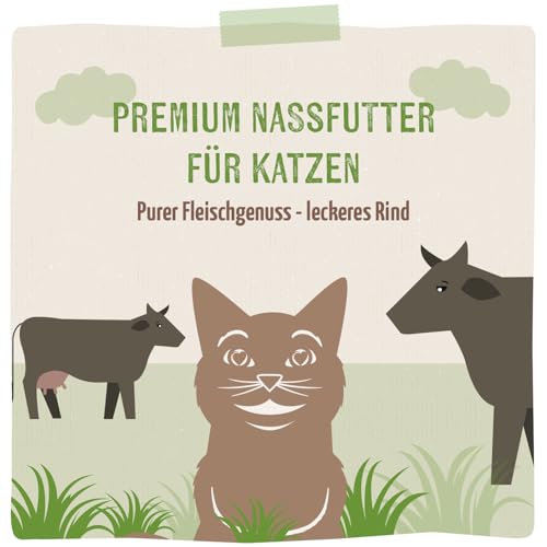 MjAMjAM - Premium Nassfutter für Katzen - Quetschie Purer Fleischgenuss - leckeres Rind pur 300g, 6er Pack (6 x 300g), naturbelassen mit extra viel Fleisch