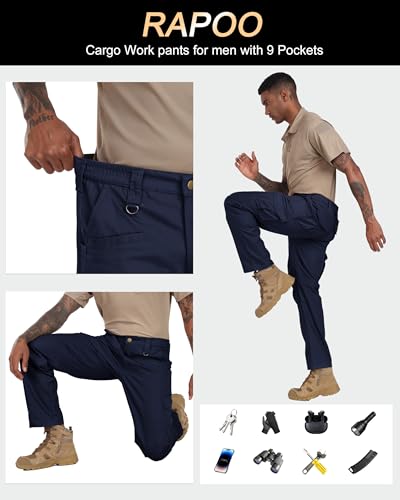 Image of Rapoo Ripstop Water Resistant Cargo Tactical Pants for Men EDC Hiking Work Military Army Pants with 9 Pockets