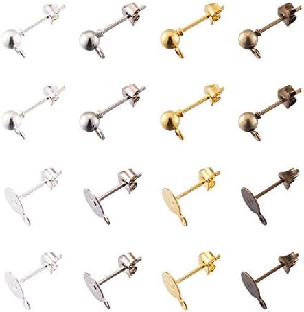 Cheriswelry 40pcs Stainless Steel Ear Stud Post Earring Findings for Jewellery Making