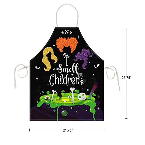 Petcee Halloween Apron I Smell Children Cooking Aprons With Witches Ghosts Bats Halloween Kitchen Apron With Adjustable Waist Strip For Women Men #TOP5