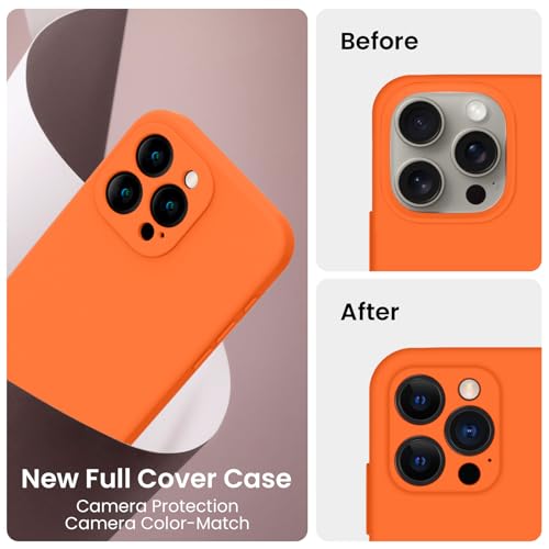 Image of FireNova Designed for iPhone 15 Pro Case, Silicone Upgraded [Camera Protection] Phone Case, Soft Anti-Scratch Microfiber Lining Inside, 6.1 inch, Neon Orange