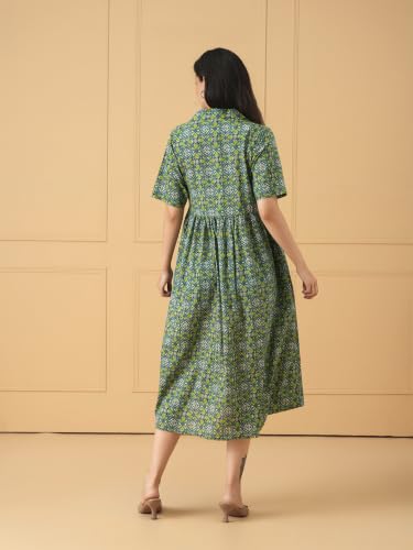 Image of The Mom Store Maternity and Nursing Dress | Pre and Post Pregnancy Dress for Womens | Zipper /Button Opening | Causal Wear | Trendy Stylish Causal Dresses for New Moms