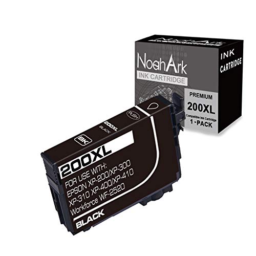 NoahArk 1 Pack 200XL Remanufactured Ink Cartridge Replacement for Epson 200 XL 200XL T200XL use for Expression Home XP-200 XP-300 XP-310 XP-400 XP-410 Workforce WF-2520 WF-2530 WF-2540 (1 Black)