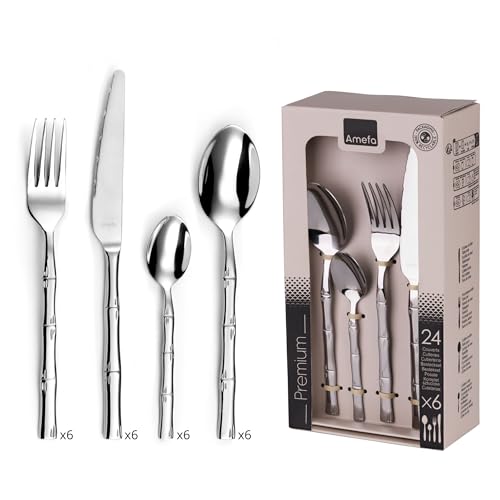 Amefa Karma Cutlery Set, Stainless Steel, Stainless Steel, 13,7 x 7 x 26 cm - 24 piezas