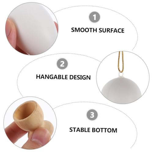 NUOBESTY 24 Stück Teiliges Ostereihalter Set Holz Weiße Eier und Stabile Halter DIY Eierbecher für Glatte Oberfläche Dekorativ und Sicher für Familienfeiern – Bild 4
