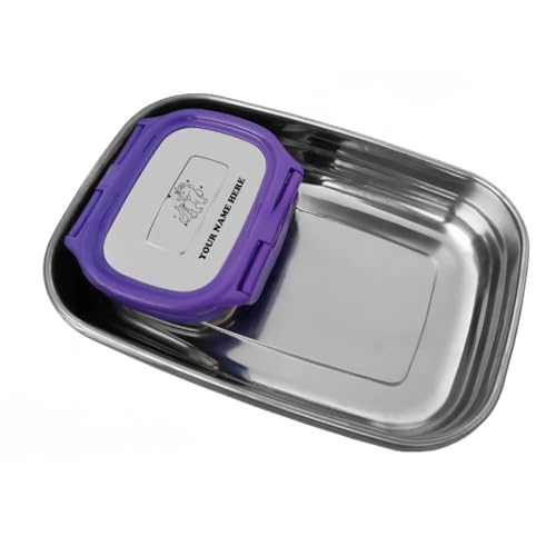 Image of ncgifts Personalized Tiffin | Customized Lunch Box | Personalized Stainless Steel Tiffin Box | Your Child's Name and Favourite Character Engraved | for Scholl Students (Purple)