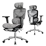 Opiesit Office Chair with 3D Adjustable Lumbar Support,Ergonomic Computer Chair,Adjustable Headrest and Armrests, 400lbs Capacity,Tilt-Swivel,Premium Mesh Desk Chair for Office,Home & Gaming (Grey)
