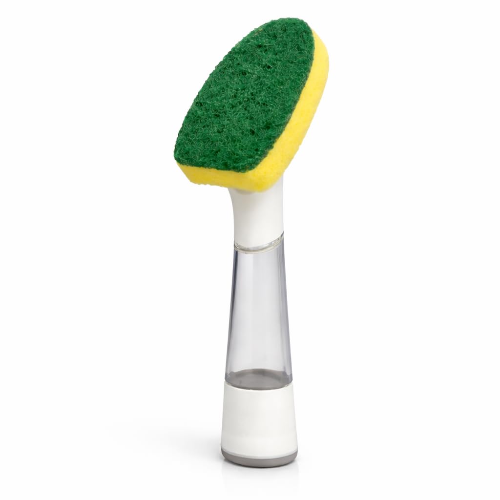 Brosse à vaisselle avec distributeur stoppant les fuites de savon sur le plan de travail