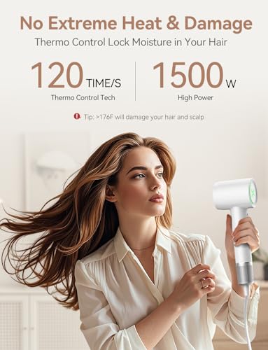 High-Speed Ionic Hair Dryer for Fast Drying, Low Noise, with Diffuser & Nozzle for Children, Women, Men
