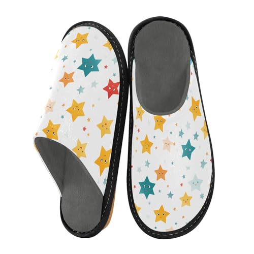 Star Cute Fuzzy Slippers Soft Home Bedroom Slippers for Women Men House Shoes2