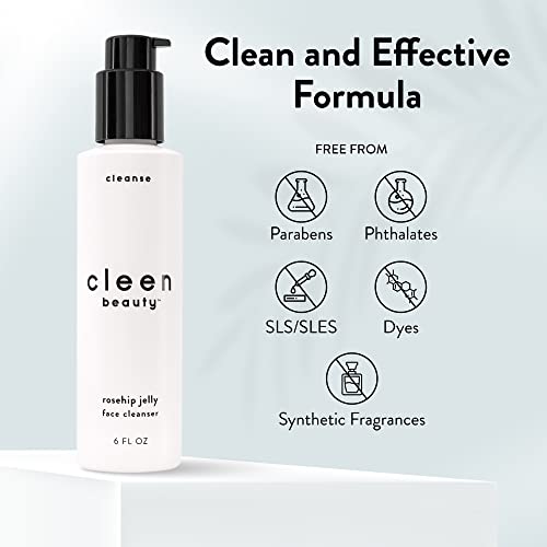 Cleen Beauty Rosehip Jelly Face Cleanser | Jelly Facial Cleanser With Rosehip Oil & Rose Water | Face Wash For Women | Gentle Face Cleanser For Women - Paraben Free | Rosehip Facial Wash (6 Fl. Oz) #TOP6