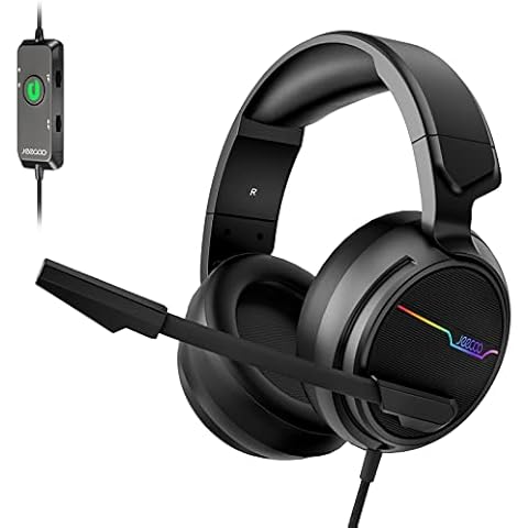 Jeecoo V20U USB Pro Gaming Headset for PC - 7.1 Surround Sound Headphones with Noise Cancelling Microphone- Memory Foam Ear Pads for Laptop Computers Cover