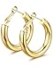 Thick Gold Hoop Earrings Statement Gold Hoops Stud Stainless Steel Gold Plated Earrings for Women