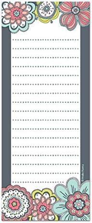 Note Card Cafe 6-Pack Magnetic Notepads | 50 Sheets per Pack | in Bloom Designs | 3.5 x 9 in | Memo Pad for Fridge, Planner, Notes, to-Do List, Grocery Shopping List, Recipes, School Reminders