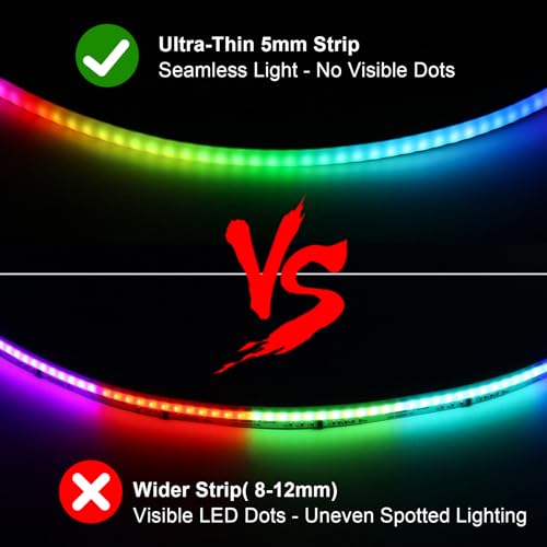 2 Pack Cinta LED Ultra-delgada 1.64ft 160 LEDs RGB 5V USB miniatura 3