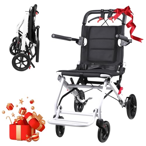 Under 17.6 lbs! Lightweight Transport Wheelchair for Adults & Seniors, Portable Folding Wheelchair, Compact Travel Wheel Chair for Airplanes, Cars & Indoor Outdoor Use