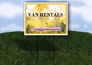 Van Rentals Spring Flowers Yellow Field Left Arrow Single Sided 18x24 in. Yard Road Sign w/Stand