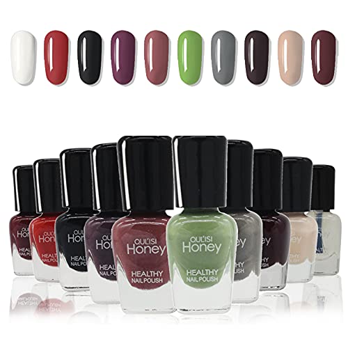 10 colors Glossy Nail Polish set Quick-drying, DIY Nail Polish Kit Easy Peel-off Nail Polish Top Base Coat Water Based Nail polish & decoration products for Women Girls((STYLE-5)