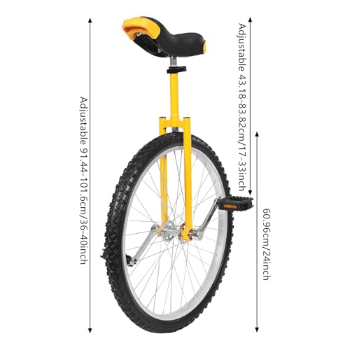 Image of 16 inch /24 inch Wheel Unicycle, Wheel Unicycle with Steel Rim Skid-Proof Tire Adjustable Seat Sports Exercise Bicycle for Daily Fitness