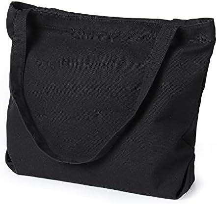 Etercycle Women's Canvas Tote Bag, Casual Shoulder Bags Big Capacity Hobo Bags with Interior Pocket for School Shopping Work Travel (Black)
