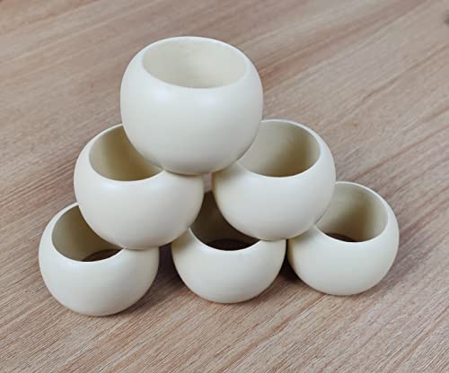 Handmade Wooden Rustic Napkin Rings Set Of 12, Wooden Napkin Holders, Napkin Rings Bulk For Party Decoration, Dinning Table, Everyday, Family Gatherings - Set Your Dinner Table With Style - Ivory #TOP5