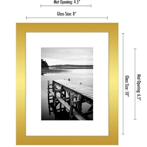 Americanflat 8X10 Gold Picture Frame - Displays 5X7 With Mat And 8X10 Frame Without Mat - Gold Frames In Horizontal And Vertical Formats For Wall And Tabletop - Composite Wood With Polished Glass #TOP5
