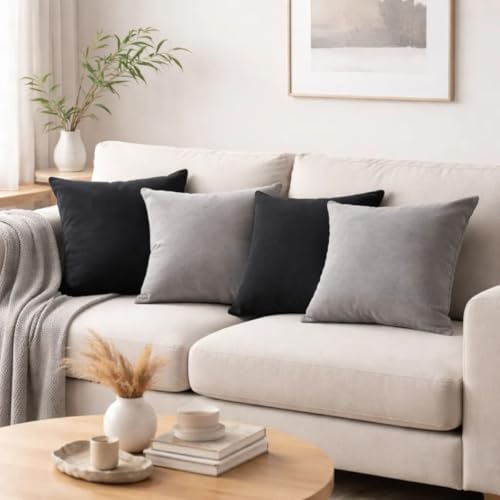 Kit Com 4 Almofadas Decorativas Cheias Nude e Marrom 43x43cm (Cin...