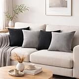 Kit Com 4 Almofadas Decorativas Cheias Nude e Marrom 43x43cm (Cinza e Preto)