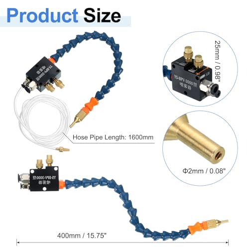 QUARKZMAN Nebelkühlschmiermittelsprüh-System, 400mm Gravurkühlungssprühmaschine mit Schlauchrohr für Kühlmaschine CNC-Drehmaschine Fräsen Bohren, Grün